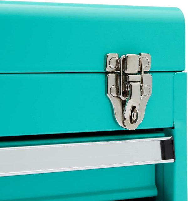 Amazon Basics 2-Drawer Steel Organization Chest, tool box- Turquoise Powder Coated Finish, 18.11 x 8.66 x 9.45 inches - Image 3