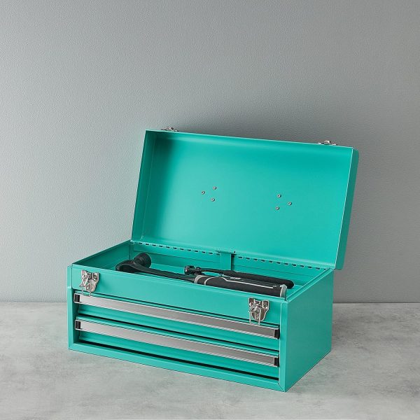 Amazon Basics 2-Drawer Steel Organization Chest, tool box- Turquoise Powder Coated Finish, 18.11 x 8.66 x 9.45 inches - Image 8
