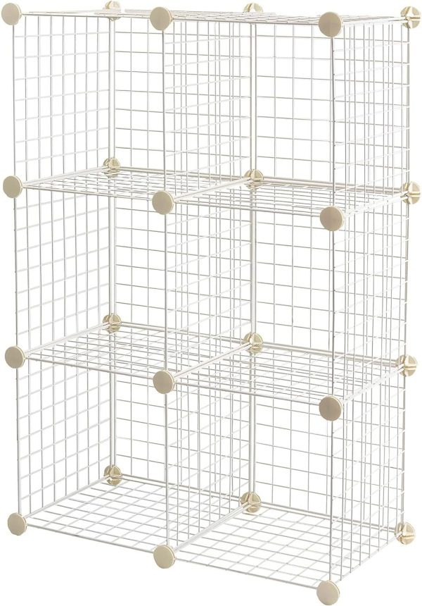 Amazon Basics Cube Wire Grid Stackable Storage Shelves, 6-Cube, 12 x 12-Inches, White