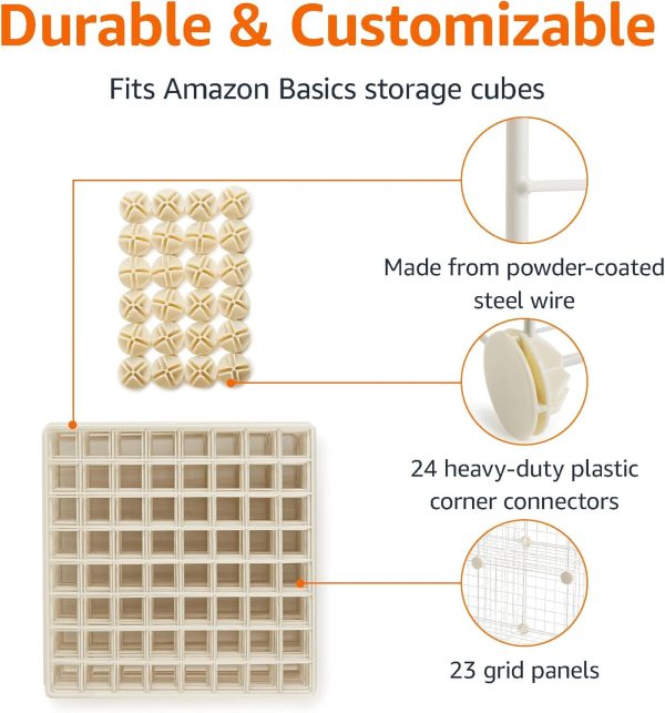 Amazon Basics Cube Wire Grid Stackable Storage Shelves, 6-Cube, 12 x 12-Inches, White - Image 3