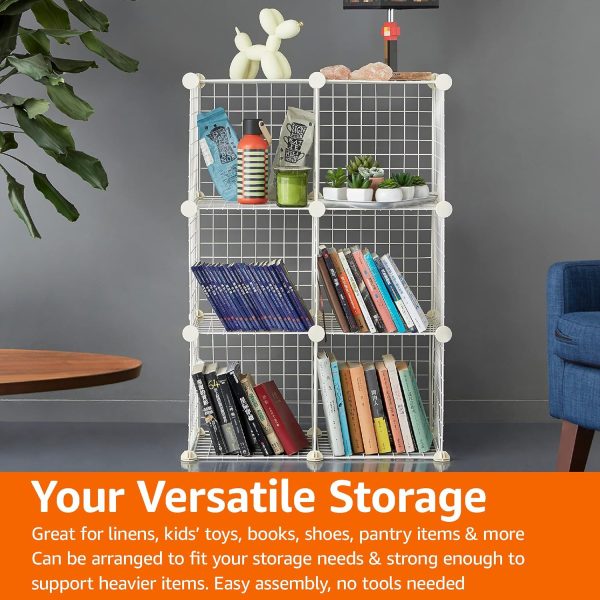 Amazon Basics Cube Wire Grid Stackable Storage Shelves, 6-Cube, 12 x 12-Inches, White - Image 6