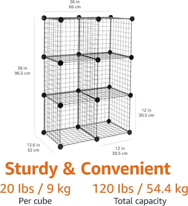 Amazon Basics Cube Wire Grid Stackable Storage Shelves, 6-Cube, 12 x 12-Inches, White - Image 8