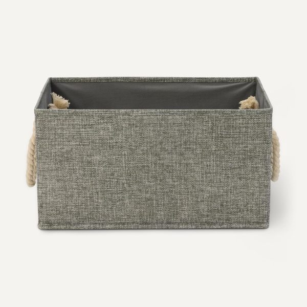 Amazon Basics Foldable Storage Bins with Rope Handles, Linen, Large, Pack of 3 - Image 8