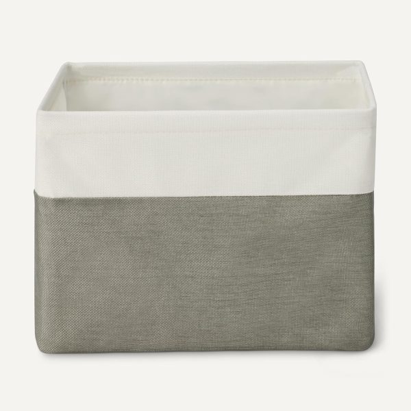 Amazon Basics Collapsible Storage Bins with Leather Handles, Charcoal, Large, Pack of 3 - Image 3