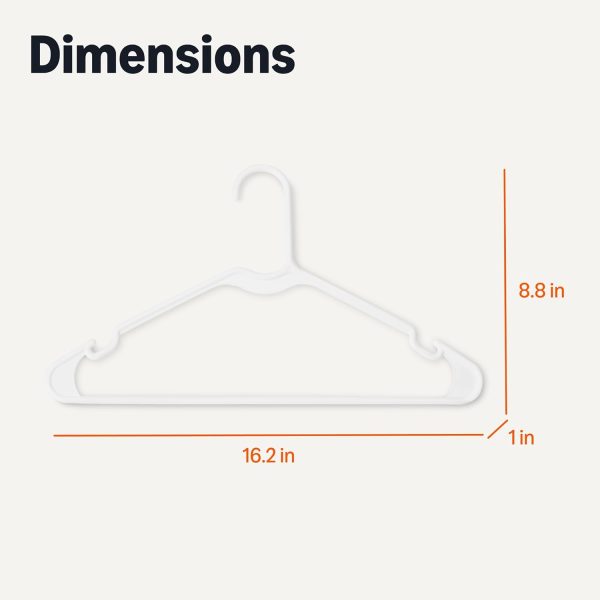 Amazon Basics Plastic Clothes Hangers, Adult Size, White, Pack of 50 - Image 5