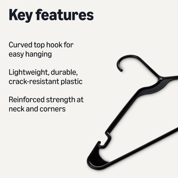 Amazon Basics Plastic Clothes Hangers, Adult Size, White, Pack of 50 - Image 7